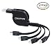 Produktbild chafon Ladekabel Aufroller 4 in 1 mit 2 x 8 Pin Lightning/Micro USB/USB C Anschlüsse lädt Android, iPod, iPhone, iPad, Micro-USB und der U89 Smartphones und tablets-black 1 m/3.3Feet