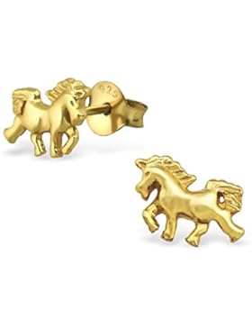 Laimons Kids Kinder-Ohrstecker Kinderschmuck Einhorn glanz vergoldet Sterling Silber 925