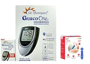 Dr.Morepen Glucometer BG-03 with 50 Strips and POCT 100 Round Lancets