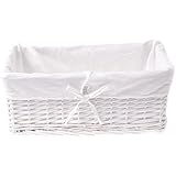 Zohula Wei&szlig; Weidenspeicherkorb Weidenkorb mit wei&szlig;em Natur Baumwolle Futter Gro&szlig;e