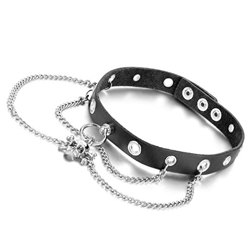 Cupimatch Jewellery Fashion Frauen Herren Cool Punk Gothic Totenkopf Charm Leder Halsband Choker Halskette