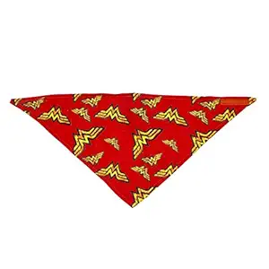 DC Comics for Pets Dog Bandana | Wonder Woman Logo Repeated Pattern |Super Adorable Superhero Scarf for Pets | Wonder Woman Dog Bandana Dog Apparel & Accessories