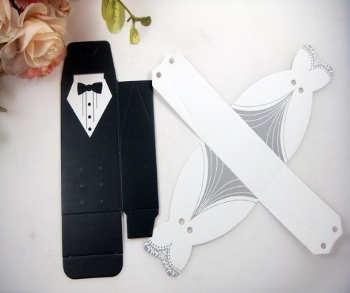 100 x Hochzeit Gastgeschenk Schachtel Bonbon Box Geburtstag Süß Schwarz/Weiß - 2