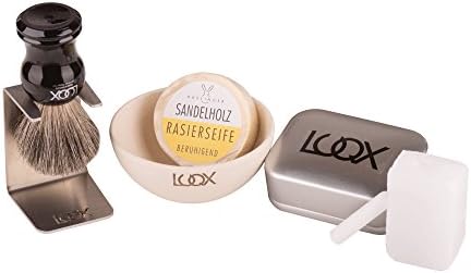 'Luqx de Luqx' Shaving Set with Shaving Brush Pure Badger Hair Shaving Brush, Drip Stand and Shaving Soap, Alum Block – Blood Tiller and Shave Soap Bowl