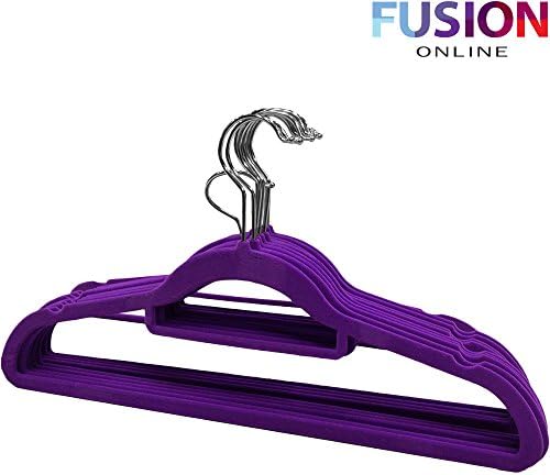 NON SLIP LUXURY FLOCKED VELVET COAT/TROUSER HANGERS CLOTHES HANGING (Pack OF 40, Purple)