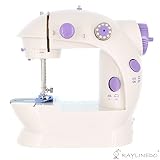 Raylinedo 2 velocidad eléctrico Mini máquina de coser portátil manual + 6 x Bobinas + pedal de pie + aguja y enhebrador + adaptador de alimentación (UK Plug) + 50pcs 10 x 10 cm impreso todos los algodón Patchwork tela