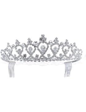 Bling Jewelry Bridal Tiara Krone Teardrop Strass Versilbert