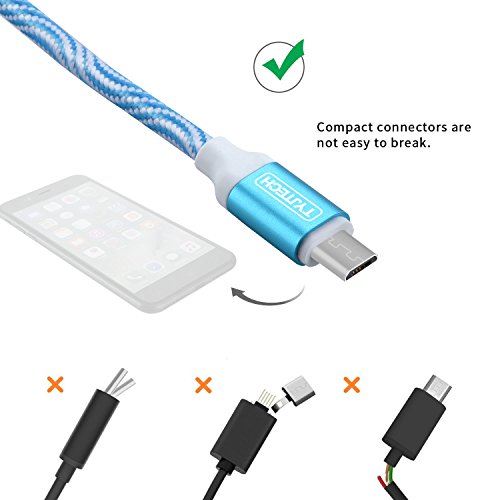 Micro USB Kabel, TYJTECH 2-Pack 3.3FT/1M Micro USB Schnellladekabel Geflochtenes Kabel High Speed Sync für Android Smartphones, Samsung Galaxy, HTC, Huawei, Sony, Nexus, Nokia, Kindle und mehr – Blau - 6