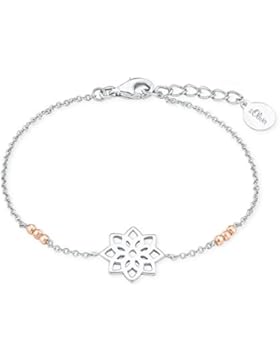 s.Oliver Damen-Armband So Pure 16+3 cm mit Blumen-Anhänger Bicolor 925 Silber rhodiniert teil-rosévergoldet