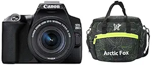 Canon EOS 200D II 24.1MP Digital SLR Camera + EF-S 18-55mm f4 is STM Lens (Black) + Arctic Fox Sling Shutter Topography Camera Bag