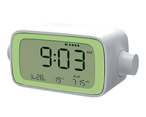LEXON LR135WV Monocromo Despertador, Blanco/Verde, 13 x 5,5 x 5,67 cm