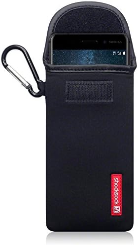 Shocksock, Compatible with Nokia 6 Case, Neoprene Shock Resistant Pouch with Carabiner - Black