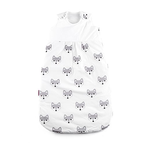 Preisvergleich Produktbild Puckdaddy Schlafsack"Füchse klein", Länge 90cm, weiß / grau