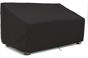 WIDESMILE Garden Loveseat Cover Waterproof Patio Loveseat Cover 420D Oxford Fabric Garden Loveseat Bench Cover Outdoor Bench Lounger Chair Cover with Drawstring and Storage Bag (193 * 83 * 84cm, Black)