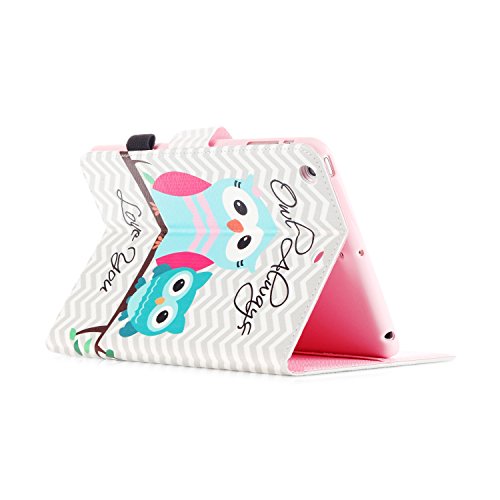 iPad Mini 3 Hülle, Deenor Colorful Painting and Stylish Drawing Wallet Case Book Style PU Leder Flip Protective Stand Flip Schutzhülle Hülle für Apple iPad Mini 1/2/3 Generation. (Mother and child owl) - 4