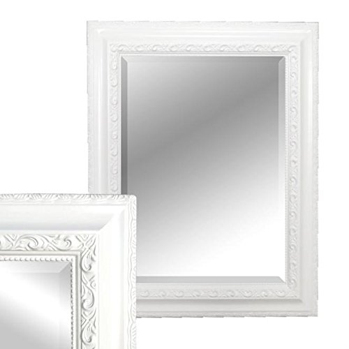 Wandspiegel Barock 50x40cm Spiegel weiss-matt ARGENTI Holzrahmen und Facette