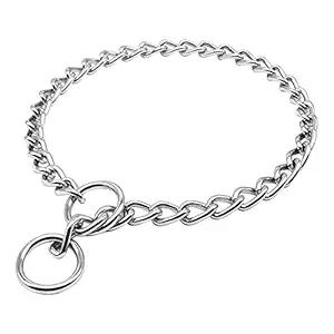 Pure Source India Heavy Duty Diamond Cut Silver Dog Choke Chain Training Dog Collar for Cats, Puppies and Dogs (24 inch), Hard Metal, (Pack of 1)