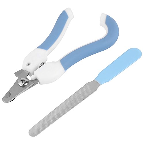 HEEPDD Tijeras para uñas de uñas de Gato de Acero Inoxidable para Mascotas, con Kit Profesional de limas de uñas para Perros Recortador de Garras de Gato para Gatitos Cachorros Conejos Otras (Azul)