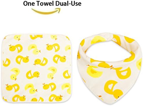 4 Pack Baby Bibs, Soft Towel Newborn Infant 100% Cotton Baby Dribble Bibs with Snap Button for Girls and Boys