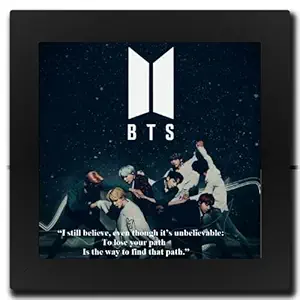 GiftShift BTS Photo Frame Compatible Posters for Girls - Jin, RM, J-Hope, Suga, V, Jimin, and Jungkook BTS Bangton Boys Frame Photo (Black, 1 Photos)