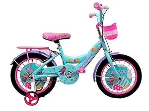 Aviator Angel & Bunny Theme Pink High End 16-inch Wheel 10-inch Frame Bicycle with Training Wheels & Basket for 3-7 Years Girls