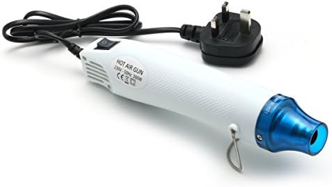 Firstwish Handheld Electric Mini Heat Gun Kit Hot Air Shrink Gun DIY Electric Nozzle 300W 230V UK Plug (White)