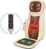 Naipo Shiatsu Back Massager Electric Massage Chair Seat Cushion Pad Relaxes Shoulder Back and Upper Leg with Deep Kneading Rolling Vibration Soothing Heat