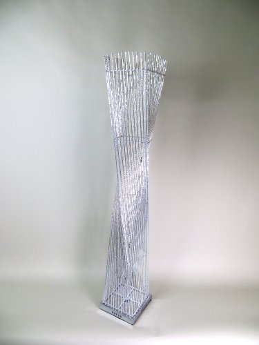 Cayan Tower LED Woven Wire and Aluminium Twisted Prism Floor Lamp featuring Silver Stems