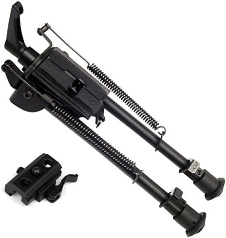 9-13 inch Heavy Duty Notched Legs Solid Base Bipod Pivoting with Pod-Lock for Swivel Style Hunting Shooting Bipod with QD Adapter