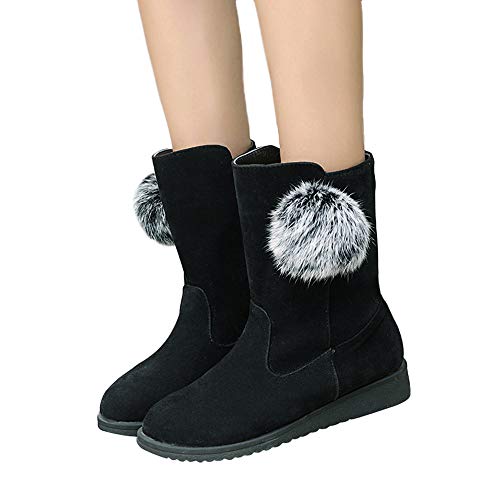 Preisvergleich Produktbild TianWlio Stiefel Frauen Winter Warm Schuhe Stiefeletten Boots Halten Schlüpfen Schneestiefel Weihnachten Frauen Flache Schuhe Haarballen Schneeschuhe Wildleder Zipper Boots Runde Zehe Warm Boot