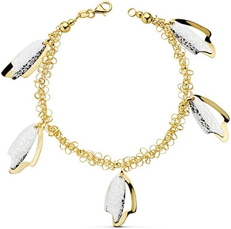Women Bracelet 18 K Gold Two-Tone Leaves