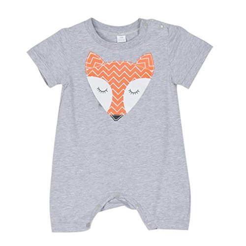 Koly Toddler Baby Boy Girl Fox Romper Jumpsuit Bodysuit Clothes (0-3M)