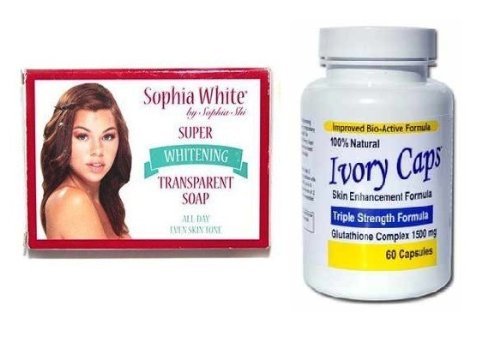 Ivory Caps Skin Whitening/ Lightening Pills 1500mg +SOPHIA WHITE WHITENING SOAP 150G
