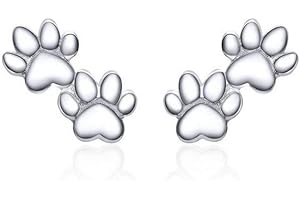 IMINI Jolies boucles d'oreilles à tige en argent sterling pour femme et fille Motif empreintes de pattes de chien