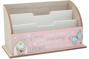 L & P HOME & GIFTS Lesser & Pavey Friends & Family Letter Rack | Wooden 3-Compartment Holder for Home and Office | Stylish Gift for Organization | Perfect for Desk or Countertop