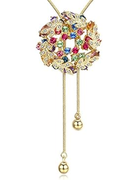 ITALINA Damen Lange Kette mit bunt Strauß Swarovski Elements Kristall Anhänger vergoldet 80cm verstellbar Geschenke...
