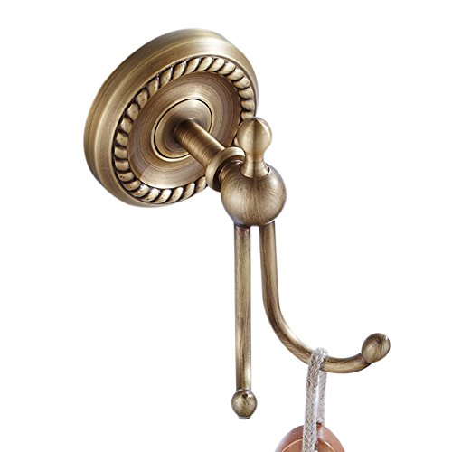 Preisvergleich Produktbild CASEWIND Badezimmer Accessoires Messing Doppel Mantelhaken Hütenhaken Kleiderhaken Wandmontiert Installisation mit Günstig Praktisch Funktion Retro Design