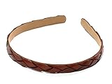 Haarreifen aus geflochtenem Leder - Cognac - 1,3 cm