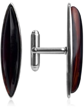 Kirschrot Bernstein Sterling Silber Marquise-Schliff Manschettenknöpfe
