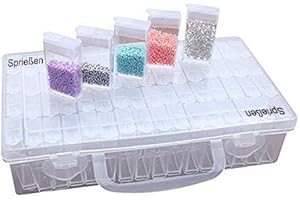 Sprießen Boîtes en plastique de 64 compartiments, Boîte de Rangement en Diamant Brodé, Boite de Rangement Peinture au Diamant, Diamond Painting Accessoires pour bijoux clous strass perles bricolage
