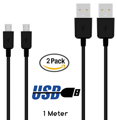 Original COVERLOUNGE - Micro USB Kabel [2-Pack] / Datenkabel / Ladekabel [2.1 A] für alle Samsung Smartphones mit Micro USB Anschluss | Farbe: schwarz | Länge: 1 Meter / 1m