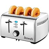 4 Ranuras Extra Anchas: Diseñadas para acomodar todo tipo de panes, muffins o panecillos, la tostadora de 4 rebanadas puede hacer pan tostados para varias personas. La alta elevación del tostador ayuda a levantar incluso trozos pequeños de la tostadora.