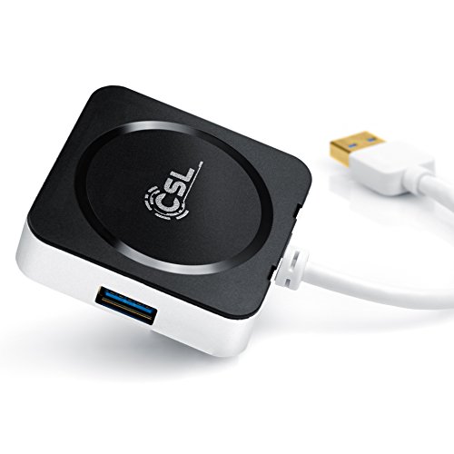 CSL – 4 Port USB 3.0 HUB (Super Speed) | 4 Port Hub (Verteiler) | bis zu 5 Gb/s | für Windows, Linux und MAC (Macbook, Macbook Air, Macbook Pro etc.) | Desktop-PC / Laptop / Tablet-PC | Plug & Play | Hot Swapping | abwärtskompatibel (USB 2.0 und USB 1.1) | Anti Print | silber | Alu Gehäuse - 2