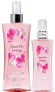 Body Fantasies Signature Fragrance Body Mist for Girls & Womens Pink Sweet Pea, | Long Lasting Body Spray and Perfume for Women | No Gas | Made in USA | Pack of 1 x 236ml & 1 x 94ml
