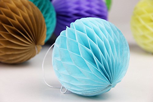 SUNBEAUTY Blaue Serie Blau Papier Dekoration PomPom Wabenbälle Girlande Babyparty Dekor Serie (Blau) - 7