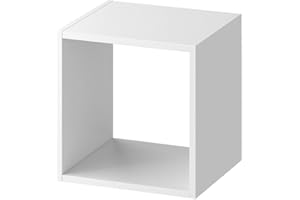 Acomoda Textil – Estantería para Pared y Suelo de Madera Moderna y Resistente para Dormitorio, Cocina, Baño y Oficina. Estante para Organizar de Fácil Instalación. (1 Cubo, Blanco)