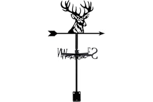 SUPERDANT Deer Head Weather Vane for Roof Deer Metal Weathervane Animal Wind Vanes for Sheds Black Wind Direction Indicator for Farmhouse Yard Farm Shed Garden Decoration