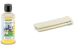 Kärcher Nettoyant vitres concentré RM 503, pour un nettoyage sans traces des fenêtres, vitres, miroirs & WV Housse de Vadrouille en Microfibre pour l'intérieur, 2 Pièces