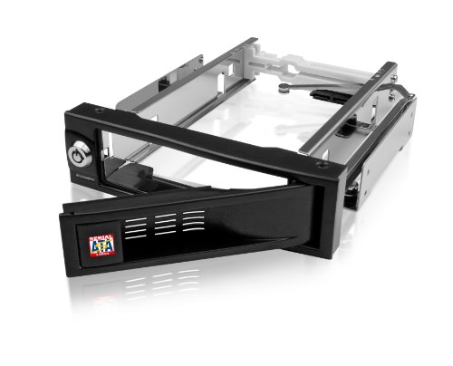 Icy Box IB-168SK-B Wechselrahmen für 1x 3,5" (8,9 cm) SATA Festplatte für 1x 5,25" Schacht, trägerlos, SATA III, Schloss, schwarz