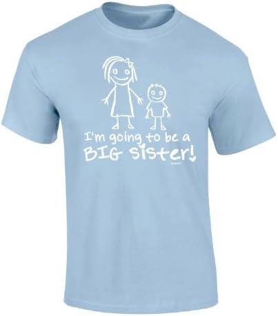 KIDS - I'M GOING TO BE A BIG SISTER T SHIRT (XL-Age-12-13 - LIGHT BLUE) Premium New sis brother bro baby t-shirt tee shirts tees top slogan novelty retro unisex children child kids newborn mum dad mummy daddy gift ideas for him her joke Gift Birthday Christmas Present Ages 3-13 / XS S M L XL - by Fonfella